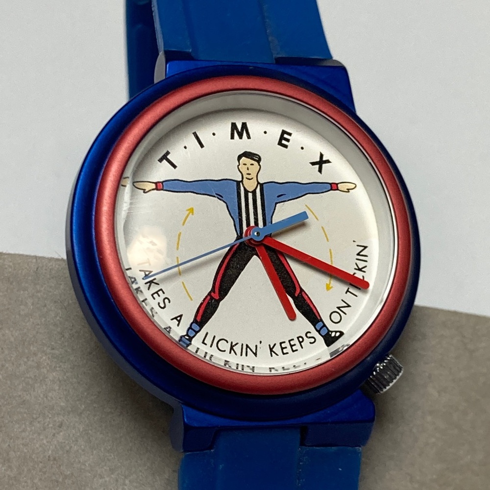 Vintage Timex man T43 watch, new battery, rubber strap, rare model